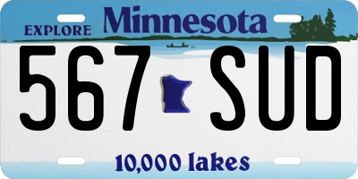 MN license plate 567SUD
