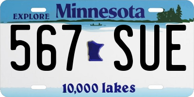 MN license plate 567SUE