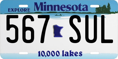 MN license plate 567SUL