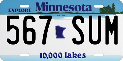 MN license plate 567SUM