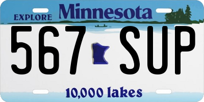 MN license plate 567SUP