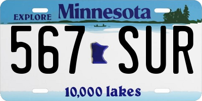 MN license plate 567SUR