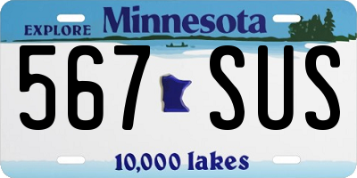 MN license plate 567SUS