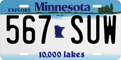 MN license plate 567SUW