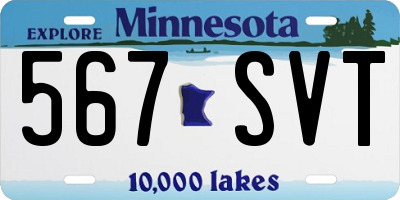 MN license plate 567SVT