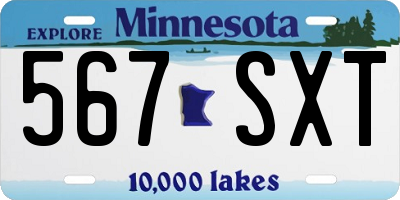 MN license plate 567SXT