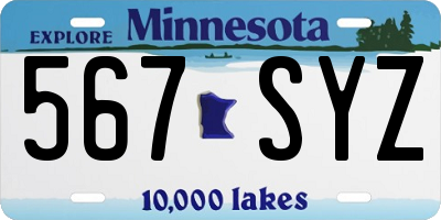 MN license plate 567SYZ