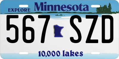 MN license plate 567SZD