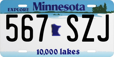 MN license plate 567SZJ