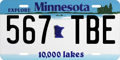 MN license plate 567TBE