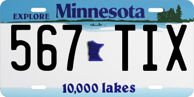 MN license plate 567TIX