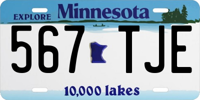 MN license plate 567TJE