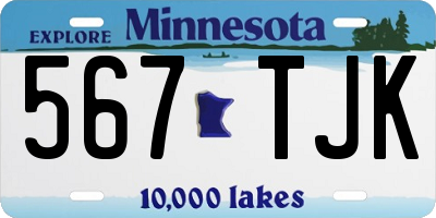 MN license plate 567TJK