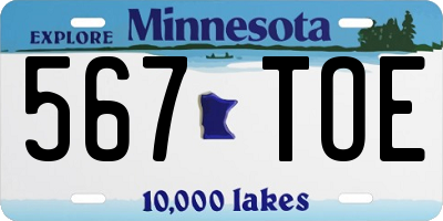 MN license plate 567TOE