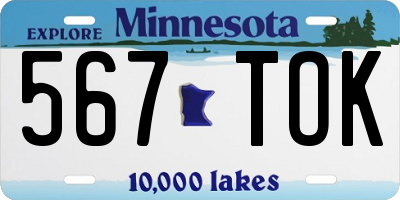 MN license plate 567TOK