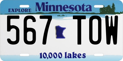 MN license plate 567TOW