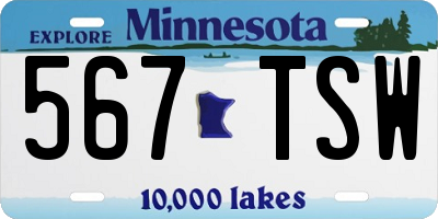 MN license plate 567TSW