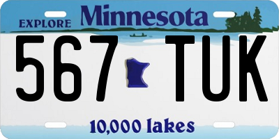 MN license plate 567TUK