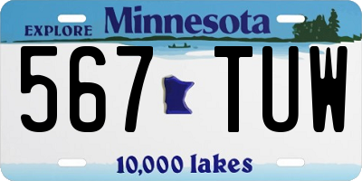 MN license plate 567TUW