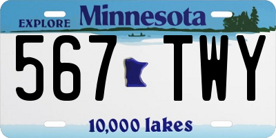 MN license plate 567TWY