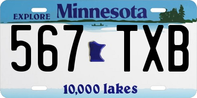 MN license plate 567TXB