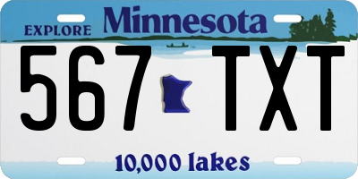 MN license plate 567TXT