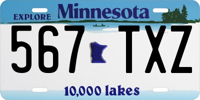 MN license plate 567TXZ