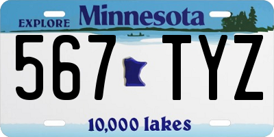 MN license plate 567TYZ