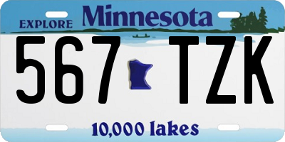MN license plate 567TZK