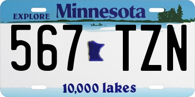 MN license plate 567TZN