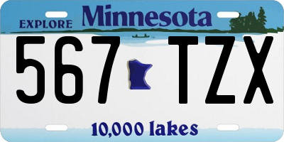 MN license plate 567TZX