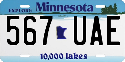 MN license plate 567UAE