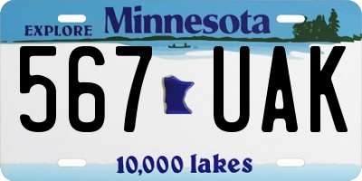 MN license plate 567UAK