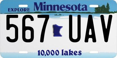 MN license plate 567UAV