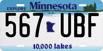 MN license plate 567UBF