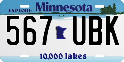MN license plate 567UBK