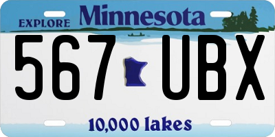 MN license plate 567UBX