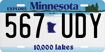 MN license plate 567UDY