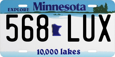 MN license plate 568LUX