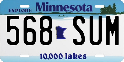 MN license plate 568SUM