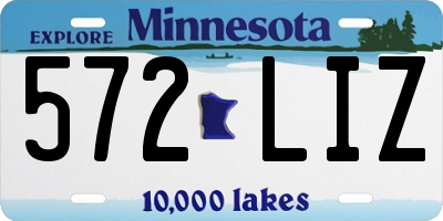 MN license plate 572LIZ