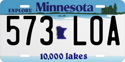 MN license plate 573LOA