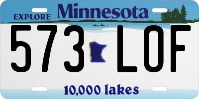 MN license plate 573LOF