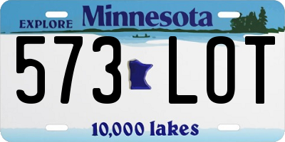 MN license plate 573LOT