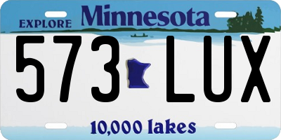 MN license plate 573LUX