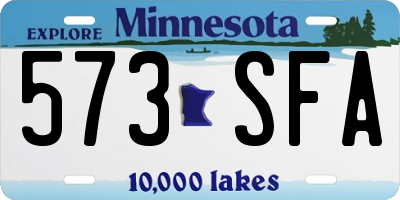 MN license plate 573SFA