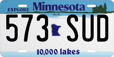 MN license plate 573SUD