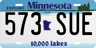 MN license plate 573SUE