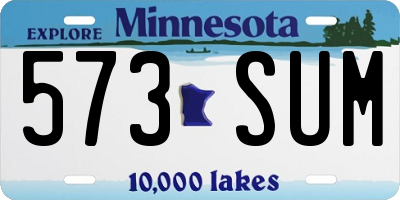 MN license plate 573SUM