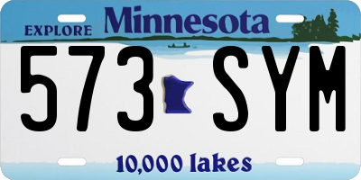MN license plate 573SYM